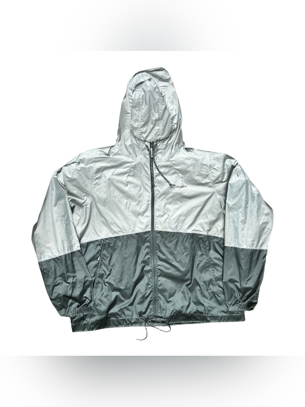 Columbia Women’s Two Tone Green Windbreaker zip up jacket like new size XL